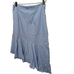 Gianni Bini JULIETTE Asymmetrical Ruffle Hem Skirt Sz XS Striped Cotton